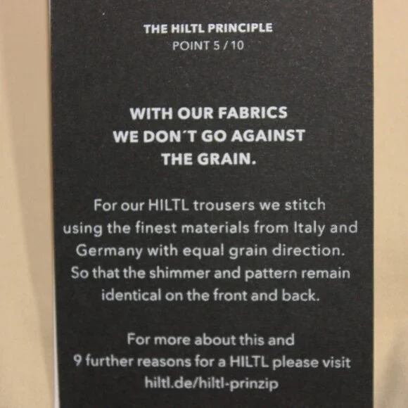 Hiltl NWT Chinos / Casual Pants Size 32 US Dayne In Solid Beige Cotton Blend